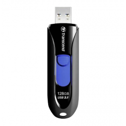 128GB  USB3.1 Flash Drive Transcend "JetFlash  790", Black-Blue, Slider (R/W:90/40MB/s)
