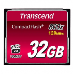 .32GB CompactFlash Card, Hi-Speed  800X, Transcend "TS32GCF800" (R/W: 120/60MB/s)
