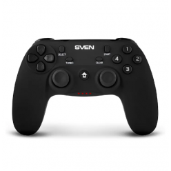 Wireless Gamepad SVEN GC-3050, 4 axes, D-Pad, 2 mini joysticks, 13 buttons, Vibration feedback, Soft-touch coating, Built-in battery, 2.4Ghz, Black
