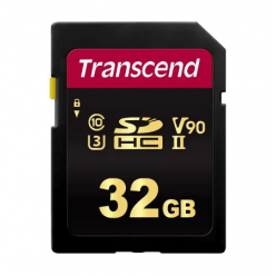 ..32GB  SDHC Card (Class 10) UHS-II, U3, Transcend "TS32GSDC700S" Ultra High Speed (R/W:285/180MB/s)
