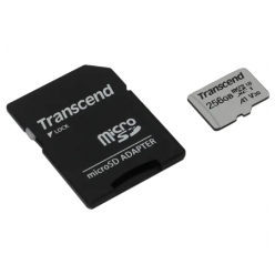 256GB MicroSD (Class 10) UHS-I (U3) +SD adapter,  Transcend "TS256GUSD300S" (R/W:95/40MB/s)
