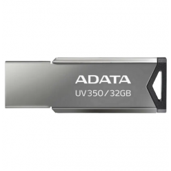 32GB USB3.1 Flash Drive ADATA "UV350", Silver, Metal Case, Slim Capless, Keychain (R/W:60/30MB/s)
