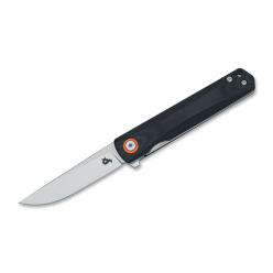 Складной EDC‑нож BlackFox Spear BF‑783 G10, клинок из стали D2 satin‑отделки (~70 мм, толщина примерно 3 мм, HRC ~60), рукоять чёрный G10 с оранжевым акцентным кольцом, механизм flipper + liner‑lock, клипса tip‑up, общий вес ~80 г, длина в раскрытом виде 