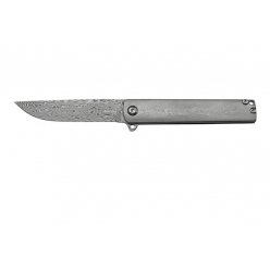 Складной EDC-нож Boker Plus Gemma Damascus BO‑01BO358DAM, элегантный флиппер для повседневного ношения с клинком и ручкой из дамасской стали (110 слоёв), открытие через flipper на шарикоподшипниках, надёжный framelock, клипса из дамаска (tip‑up, правая), 