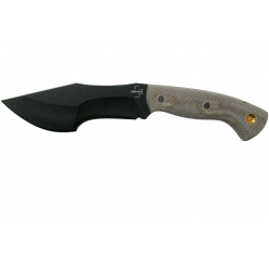 Нож Boker Plus Mini Tracker BO‑02BO027, фиксированное survival‑модульное кукри, сталь углерод C1095 с порошковым покрытием (черное), длина клинка 135 мм, общая длина 250 мм, рукоять Micarta (оливковый), чехол Kydex, вес ~270 г, дизайн Dave Wenger