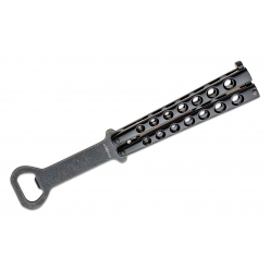 Открывалка Boker Magnum Balisong Black BO‑09SC011, butterfly‑открывалка без лезвия, ручки из анодированного алюминия черного цвета, черное stonewash покрытие, длина ~210 мм, вес ~130 г