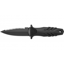 Тактический кинжал Elementum Dagger FX‑647 S, клинок 100 мм из стали N690Co (HRC 58–60), покрытие Black Idroglider, рукоять PP+TPE, ножны Kydex с MOLLE‑системой, общая длина 206 мм, вес ~100 г