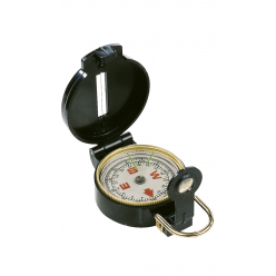 Карманный компас BlackFox TS 815 FOX Black Compass, пластиковый корпус, диаметр ~2" (~50 мм), поворотный циферблат, защитное стекло, металлическое кольцо‑подвес с карабином, дизайн в чёрном пластике, вес около 30 г, предназначен для кемпинга и ориентирова