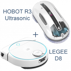 HOBOT Legee D8 + R3 Ultrasonic // Robot de podea + Robot de Geamuri // Робот мойщик пола + робот-мойщик окон