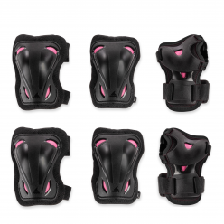 Женский комплект защиты Rollerblade 069P0500219 Rollerblade SKATE GEAR W 3 PACK NERO/LAMPONE M – наколенники, налокотники, защита запястий