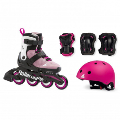 Роликовые коньки Rollerblade 07221500T93 MICROBLADE CUBE ROSA/BIANCO Size 33-36 – детские, колёса 4x72мм, жёсткость 80A, подшипники SG3, раздвижные