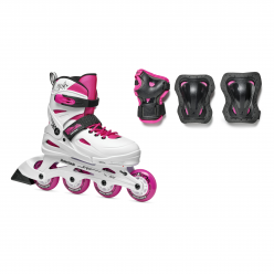 Роликовые коньки Rollerblade 07373600T1C  FURY COMBO BIANCO\ROSSO Size 36.5-40.5 – детские, колёса 4x72мм, жёсткость 80A, подшипники SG3, защита в комплекте