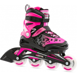 Роликовые коньки Rollerblade 0T1013007Y9  PHOENIX FLASH G NERO/ROSA Size 29-33 – детские, колёса 4x72мм, жёсткость 80A, подшипники SG3, раздвижные
