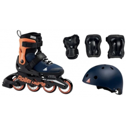Роликовые коньки Rollerblade 07221500174 MICROBLADE CUBE BLU NOTTE/ARAN Size 33-36.5 – детские, колёса 4x72мм, жёсткость 80A, подшипники SG3, раздвижные