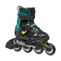 Роликовые коньки Rollerblade 86B0751520NG02 MICROBLADE XT NERO/VERDE PETROLIO Size 36-40,5 – детские, колёса 4x72мм, жёсткость 80A, подшипники SG3, раздвижные