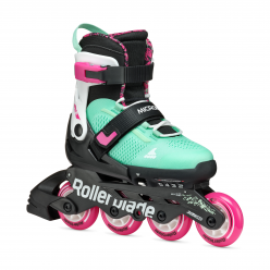 Роликовые коньки Rollerblade 86B0751520NG03 MICROBLADE XT NERO/VERDE MARE Size 33-36,5 – детские, колёса 4x72мм, жёсткость 80A, подшипники SG3, раздвижные