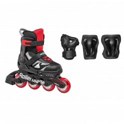 Роликовые коньки Rollerblade 86B0751550ND01 MICROBLADE COMBO NERO/ROSSO Size 36-40,5 – детские, колёса 4x72мм, жёсткость 80A, подшипники SG3, защита в комплекте
