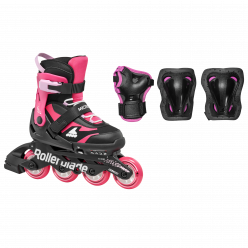 Роликовые коньки Rollerblade 86B0751550NJ02 MICROBLADE COMBO NERO/ROSSO Size 36-40 – детские, колёса 4x72мм, жёсткость 80A, подшипники SG3, защита в комплекте