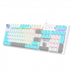 Gaming Keyboard Bloody S510R, Mechanical, BLMS Linear SW, Double-Shot Keycaps, Macro, Onboard Memory, Fn keys, RGB, 1.8m, USB, EN/RU, White