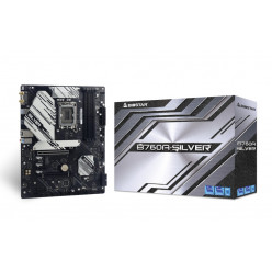 BIOSTAR B760A-SILVER, Socket 1700, Intel® B760 (14/13/12th Gen CPU), CPU graphics, HDMI, DP, Dual 4xDDR5-6400, 2xPCIe X16 5.0, 4xSATA3, 3xM.2 4.0, RAID, 1xM.2 E-key for Wi-Fi, 2xPCIe X1, ALC1220 HDA, 2.5GbE LAN, 7xUSB 3.2Gen2 (2C+5A), 2xUSB3.2, VIVID LED 