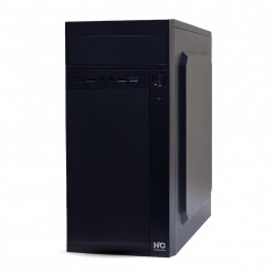 HPC D-22  mATX Case, with PSU (550W, 24 pin, 1x 8pin(4+4), 3xSATA, 1x PCI-E 6pin, 2xIDE, 12cm Red fan), 1x USB 3.2, 2xUSB2.0 / HD Audio, Matte Finish, Black