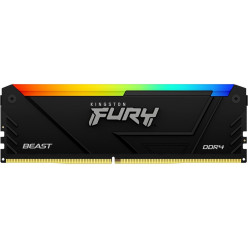 16GB DDR4-2666  Kingston FURY® Beast DDR4 RGB, PC21300, CL16, 2Rx8, 1.2V,  Auto-overclocking,  Asymmetric BLACK low-profile heat spreader, Dynamic RGB effects featuring Kingston FURY Infrared Sync technology, Intel XMP Ready (Extreme Memory Profiles)