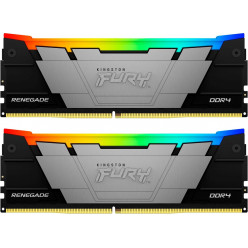 16GB (Kit of 2*8GB) DDR4-3200  Kingston FURY® Renegade DDR4 RGB, PC25600, CL16, 1Rx8, 1.35V, Symmetric Black/Silver Large heat spreader, Dynamic RGB effects featuring Kingston FURY Infrared Sync technology, Intel XMP Ready (Extreme Memory Profiles)