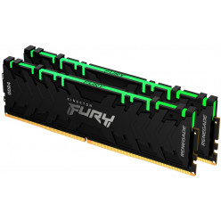 16GB (Kit of 2*8GB) DDR4-3200  Kingston FURY® Renegade DDR4 RGB, PC25600, CL16, 1.35V, Symmetric Black/Silver Large heat spreader, Dynamic RGB effects featuring Kingston FURY Infrared Sync technology, Intel XMP Ready (Extreme Memory Profiles)