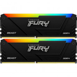 16GB (Kit of 2*8GB) DDR4-3600  Kingston FURY® Beast DDR4 RGB, PC28800, CL17, 1.35V, Auto-overclocking, Dynamic RGB effects featuring Kingston FURY Infrared Sync technology, Asymmetric BLACK low-profile heat spreader, Intel XMP Ready  (Extreme Memory Profi