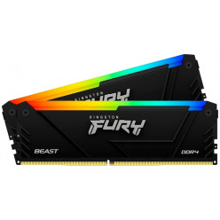 32GB (Kit of 2*16GB) DDR4-3600  Kingston FURY® Beast DDR4 RGB, PC28800, CL18, 1.35V,  Auto-overclocking, Asymmetric BLACK low-profile heat spreader, Dynamic RGB effects featuring Kingston FURY Infrared Sync technology, Intel XMP Ready  (Extreme Memory Pro
