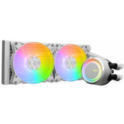 MSI MAG CORELIQUID E240 WHITE, 360mm radiator, Intel LGA 1851/1700/1200/115x & AMD AM5/AM4, 2x 120mm ARGB FDB fans, 14.3 ~ 34.3 dBA, 75.04 CFM, 4-pin PWM, Pump w/ARGB: 3000 RPM ± 10%, 20 dBA, 4-pin PWM, 200,000 hours, Cooper Base, Rotatable water cap for 