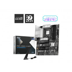 MSI PRO Z890-S WIFI, Socket 1851, 15Phases, Intel® Z890 (Ultra 2 Series CPU), CPU graphics, HDMI, DP, Dual 4xDDR5-8800, 4xPCIe X16 5.0, 4xSATA3, RAID, 3xM.2 5.0, ALC897 7.1, 2,5GbE LAN, WiFi7/BT, 1xTB4(USB-C), 2xUSB-C 3.2Gen2x2, 8xUSB3.2, RGB Mystic Light