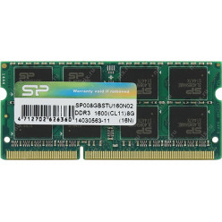 8GB DDR3-1600 SODIMM  Silicon Power, PC12800, CL11, 512Mx8 8Chips, Dual Rank, 1.5V