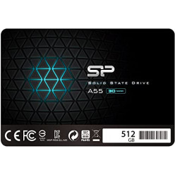 2.5- SSD 512GB  Silicon Power  Ace A55, SATAIII, SeqReads: 500 MB/s, SeqWrites: 450 MB/s, MTBF 1.5mln, SLC Cache technology, BBM, SP Toolbox, 7mm, 3D NAND TLC