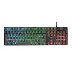 Trust Gaming GXT 835, Full size gaming keyboard with rainbow wave illumination, Backlight (RGB), US, 1.8m, USB, Black