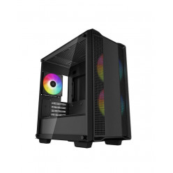 DEEPCOOL -CC360 ARGB- Micro-ATX Case, with Side-Window (Tempered Glass SidePanel) Magnetic, without PSU, Pre-installed: Rear 1x120mm ARGB fan, Front: 2x120mm ARGB fans, Magnetic Dust filters, Quick-release SSD mounting,2x3.5- Bays/3x2.5- Bays, 1xUSB3.0, 1