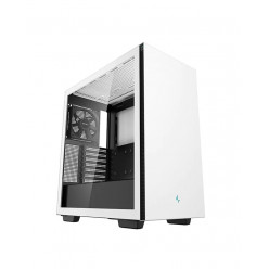 DEEPCOOL -CH510 WH- ATX Case, with Side-Window (Tempered Glass Side Panel) Megnetic, without PSU, Tool-Less, Pre-installed: Rear 1x120mm, Top: Radiator 360mm support, PSU Shroud, GPU support bracket, Pulled Headset holder, 3x2.5- Bays / 2x3.5- Bays, 2xUSB