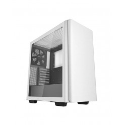 DEEPCOOL -CK500 WH- ATX Case, with Side-Window (Tempered Glass Side Panel), without PSU, Tool-less, Pre-installed: Front 1x140mm fan, Rear 1x140mm fan, Quick-release magnetic front panel, PSU Shroud, 2xUSB3.0, 1xUSB-C, 1xAudio, White