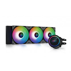 DEEPCOOL Liquid Cooler -GAMMAXX L360 A-RGB-, Anti-Leak Technology, Socket LGA2066/2011/1851/1700/1200/115x & AM5/AM4, 3x 120mm ARGB PWM fans: 500-1800 RPM±10%, <30 dB(A), 69.34 CFM, 4-pin PWM, Pump: 2400 RPM, 17.8 dB(A), Cooper Base, Hydro Bearing, Black