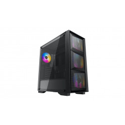 DEEPCOOL -MATREXX 50 MESH 4FS- ATX Case, with Side-Window, Tempered Glass Side, without PSU, Tool-less, 4x120mm tri-color LED fans pre-installed, 1xUSB3.0, 2xUSB2.0, Audio, Mic, Black
