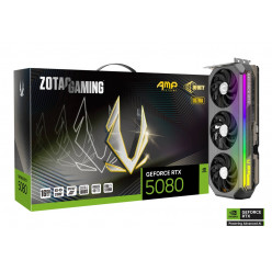 ZOTAC GeForce RTX™ 5080 AMP Extreme INFINITY Ultra 16GB GDDR7, 256bit, 2730/30000Mhz, Blackwell/DLSS4, PCIeX16 5.0, 3.5-slot, 1xHDMI, 3xDP, Large Vapor Chamber, Triple Fan/IceStorm 3.0, Active Fan Control/FREEZE Fan Stop/Dual Bios, SPECTRA2.0 Link/RGB Lig