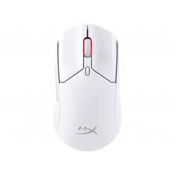 Беспроводная игровая мышь HYPERX Pulsefire Haste 2, белая, сверхлегкая конструкция, разрешение 400–26 000 точек на дюйм, 4 настройки разрешения, два беспроводных интерфейса: Bluetooth + 2,4 ГГц, сенсор HyperX 26K, клейкая лента для надежного захвата в ком