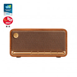 Edifier MP230 Brown, портативная настольная Bluetooth-колонка, классический винтажный дизайн радиоприемника, мощность 20 Вт (2 x 10 Вт) RMS, усилитель класса D, Bluetooth 5.0, емкость аккумулятора 2500 мА·ч, клавиатура в стиле фортепиано, порты AUX, USB-C