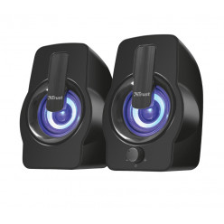 Комплект акустики Trust Gemi RGB 2.0, 6 Вт RMS (пиковая мощность 12 Вт), светодиодная подсветка с автоматическим цветовым циклом, 3,5 мм, USB, черный
