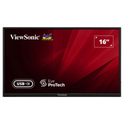 Портативный светодиодный монитор VIEWSONIC VA1650 15,6 дюйма, черный (7 мс, 800:1, 250 кд, 1920 x 1080, 178°/178°, HDMI, USB-C, 2 динамика по 1 Вт, чехол)
