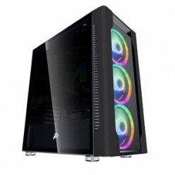 Case 1STPLAYER DX BLACK, E-ATX w/o PSU, Screwless Tempered Glass Side Panel, M1-PLUS 140mm ARGB fans (3front, 1rear), C1 (HUB+Remote), Support ARGB, MB Synchronization, Metal Mesh Cover Panel, 280mm Cooling, 3x3.5" / 4x2.5", SPCC 0.7mm, 1xUSB 3.0, 2xUSB 2