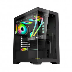 Case 1STPLAYER Mi7 BLACK, ATX w/o PSU, Front&Side Double-Sided Tempered Glass, Panoramic View, FBR ARGB fan (2bottom), FB ARGB fan (1rear), C4(HUB+Remote), GPU bracket, MB Synchro, 3.5" HDD*1/2.5" SSD*2, USB3.0*1, USB2.0*1, HD AUDIO, SPCC 0.5mm, Black