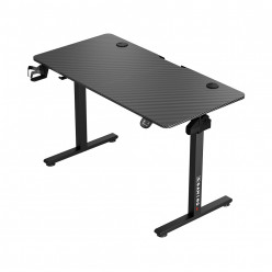 Motorized Gaming Desk 1STPLAYER MOTO-C 1260, 75-120 cm electric lift height, Max load 80 kg, 18mm P2PB carbon fiber board, aluminium legs, Headphone hook & cup holder & wire clip, cable management, 120*60*(75-120)cm, black