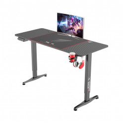 Motorized Gaming Desk 1STPLAYER MOTO-E 1460, 72-117 cm electric lift height, Intelligent height memory and sedentary reminder, Max load 80 kg, 18mm P2PB carbon fiber board, aluminium legs, 140*60*(72-117)cm, black