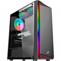 Case 1STPLAYER RB-4 BLACK, ATX w/o PSU, Tempered Glass Side Panel, Front Panel with Light Strip, F5M RGB fan (1rear), no hub and controller, 3.5' HDD*1/2.5" SSD*1, USB3.0*1, USB2.0*2, HD AUDIO, SPCC 0.40mm, Black